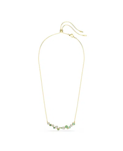 Swarovski Constella White & Green Crystal Collar Necklace, 14.87-18.87 In Gold