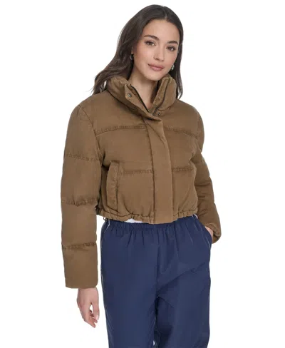 Levi's Women's Regular Cropped Cotton Puffer Jacket In Brown