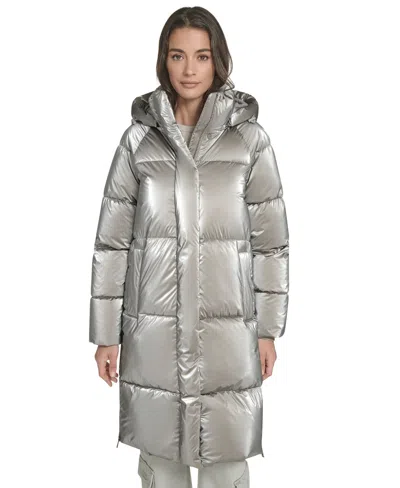 Levi's Women's Regular Long Puffer Jacket In Silver