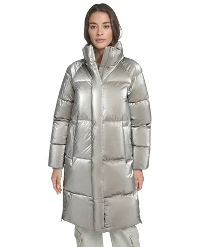 Levi's Women's Regular Long Puffer Jacket In Silver