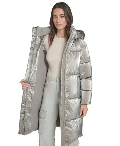 Levi's Women's Regular Long Puffer Jacket In Silver