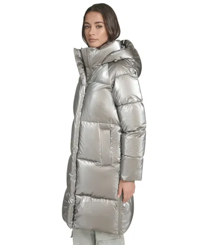 Levi's Women's Regular Long Puffer Jacket In Silver