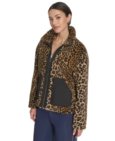 Levi's Women's Regular Stand Collar Sherpa Teddy Jacket In Brown