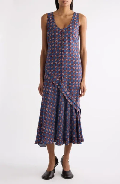 Dries Van Noten Dommy Tie Print Crepe Midi Dress In Multi