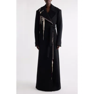 Dries Van Noten Rafaella Whipstitched Wool Blend Coat In Black