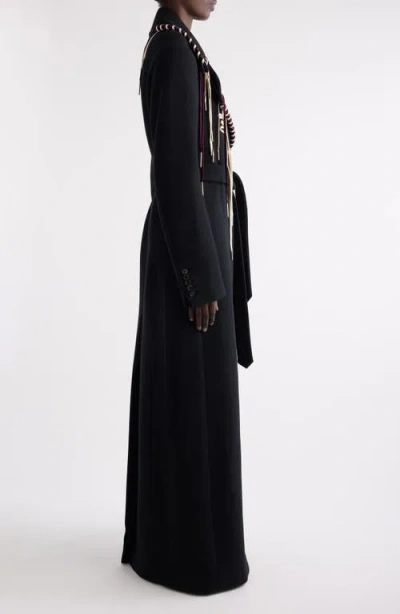 Dries Van Noten Rafaella Whipstitched Wool Blend Coat In Black