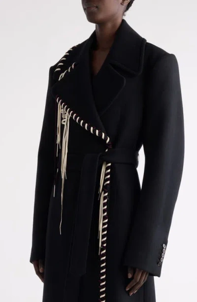 Dries Van Noten Rafaella Whipstitched Wool Blend Coat In Black
