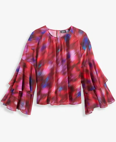 Inc International Concepts Women's Printed Ruffled Top, Macy's Exclusive In Pink