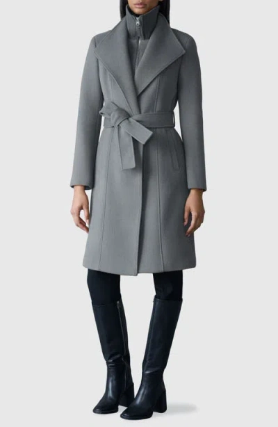 Mackage Norita Belted Double Face Wool Coat With Wool Blend Bib In Gray