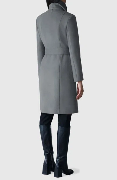 Mackage Norita Belted Double Face Wool Coat With Wool Blend Bib In Gray