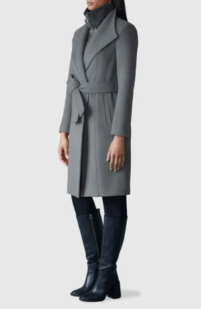 Mackage Norita Belted Double Face Wool Coat With Wool Blend Bib In Gray