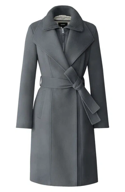 Mackage Norita Belted Double Face Wool Coat With Wool Blend Bib In Gray