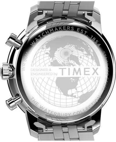 Timex Mens Green Tw2y23600 Waterbury Metropolitan Chronograph Stainless-steel Bracelet Watch In Metallic