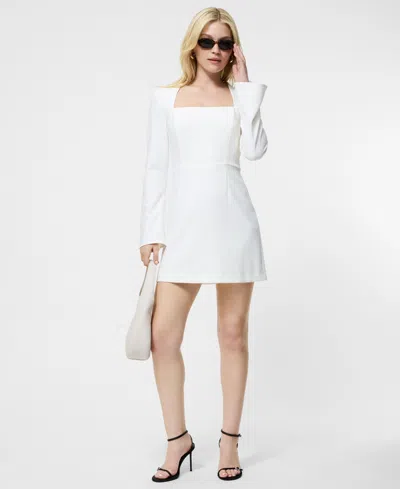 French Connection Whisper Long Sleeve Dress In White