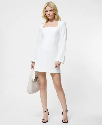 French Connection Whisper Long Sleeve Dress In White