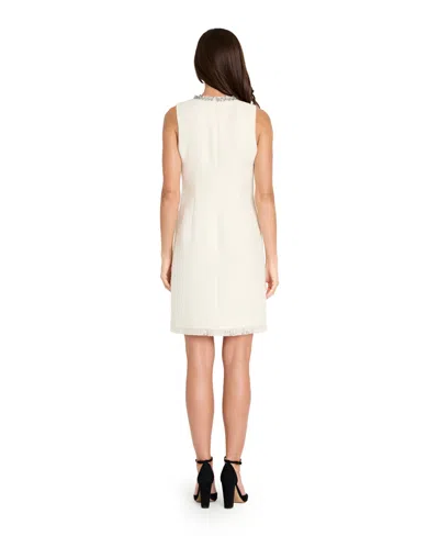 Tahari Asl Women's Beaded Keyhole Neck Boucle Dress In Neutral