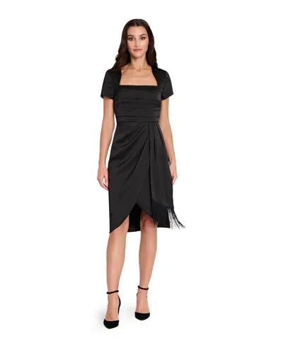 Tahari Asl Pleated Bodice Cocktail Dress In Black