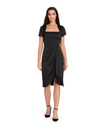 Tahari Asl Pleated Bodice Cocktail Dress In Black