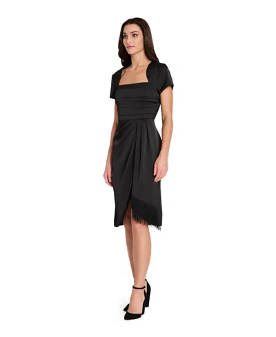 Tahari Asl Pleated Bodice Cocktail Dress In Black