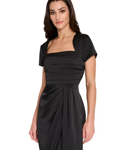Tahari Asl Pleated Bodice Cocktail Dress In Black