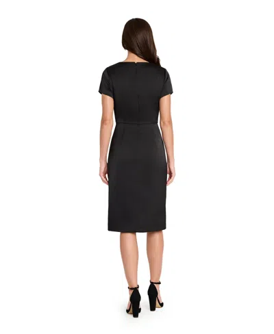 Tahari Asl Pleated Bodice Cocktail Dress In Black