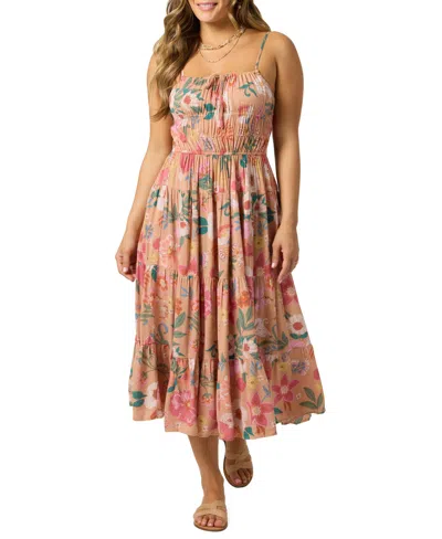 O'neill Women's Esther Camella Floral Print Midi Dress In Brown
