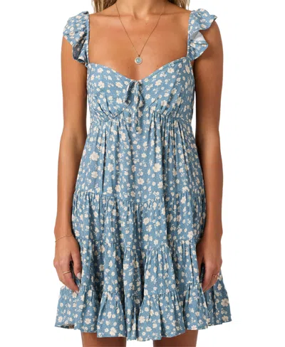O'neill Lorelei Floral Print Minidress In Blue