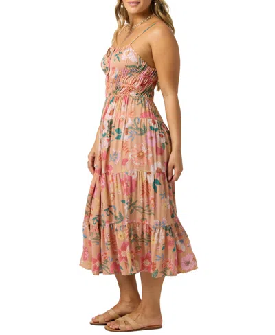 O'neill Women's Esther Camella Floral Print Midi Dress In Brown