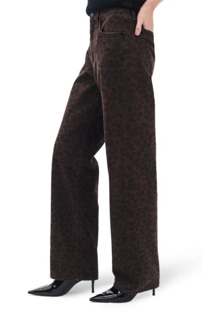 Rag & Bone Shea High Rise Straight Leg Jeans In Leopard In Brown