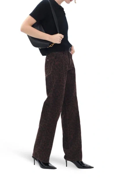 Rag & Bone Shea High Rise Straight Leg Jeans In Leopard In Brown