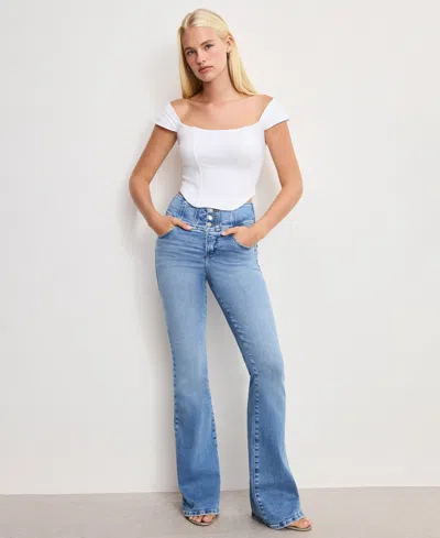 Good American Women's Dolly Joleans Cropped Corset Top, Regular & Plus Size In Blue