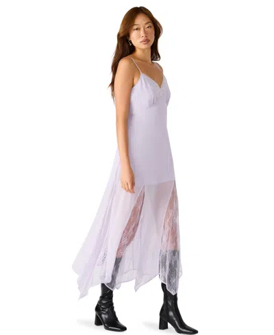 Steve Madden Delia Lace Trim Satin Midi Dress In Pink