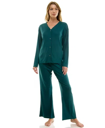 Sincerely Jules Women's 3-piece Pointelle Set In Green