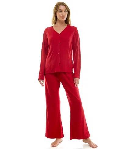 Sincerely Jules Women's 3-piece Pointelle Set In Burgundy