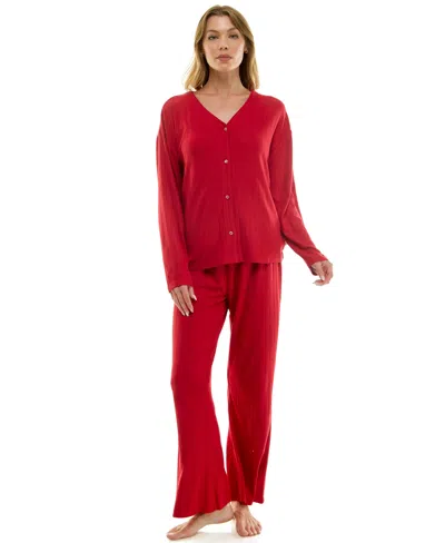 Sincerely Jules Women's 3-piece Pointelle Set In Burgundy