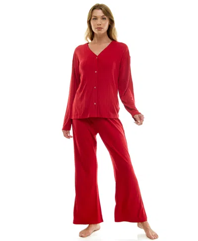 Sincerely Jules Women's 3-piece Pointelle Set In Burgundy