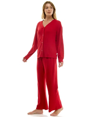 Sincerely Jules Women's 3-piece Pointelle Set In Burgundy