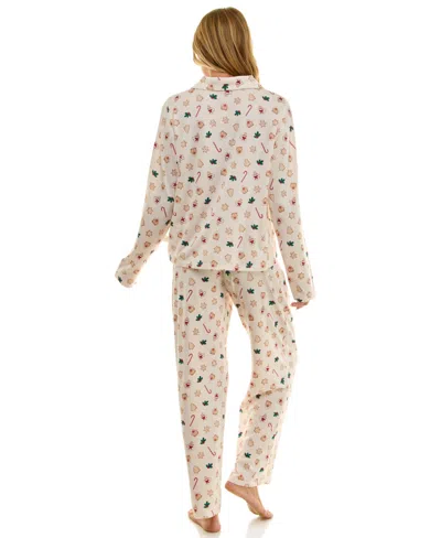 Sincerely Jules Women's Long Sleeve Top And Bottom 2-piece Notch Collar Set In Brown