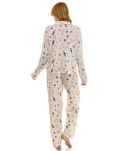 Sincerely Jules Women's Long Sleeve Top And Bottom 2-piece Notch Collar Set In Brown