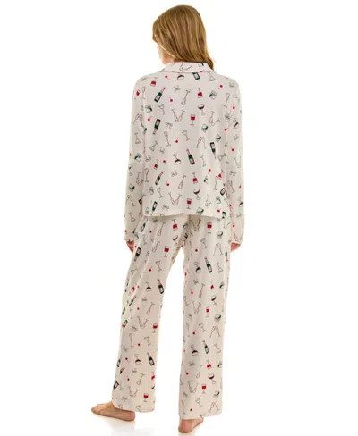 Sincerely Jules Women's Long Sleeve Top And Bottom 2-piece Notch Collar Set In Brown