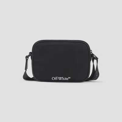 Off-white Black And White Diag Spray Polyamide Camera Bag In Black