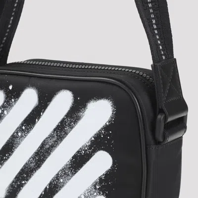 Off-white Black And White Diag Spray Polyamide Camera Bag In Black