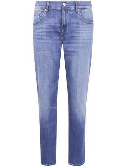 7 For All Mankind Tapered Slim Fit Denim Trousers In Blue