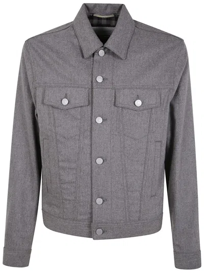 Jacob Cohen Long Sleeve Trucker Jacket With Adjustable Waist In Gray