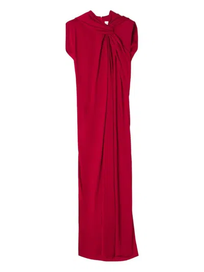 Lanvin Long Draped Dress In Red