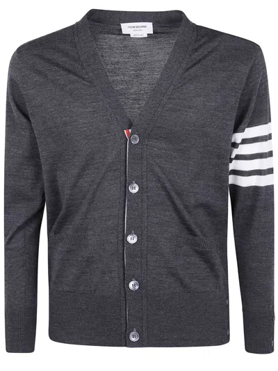 Thom Browne Classic V Neck Cardigan In Fine Merino Wool With 4 Bar Stripes Clothing In Multi