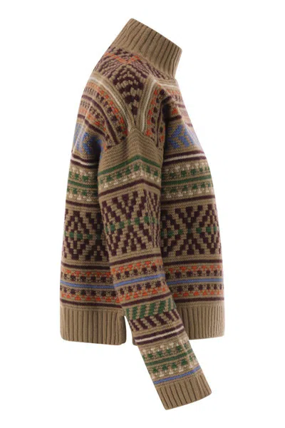 Weekend Max Mara Weekend Maxmara Festoso Jacquard Wool Jumper In Brown