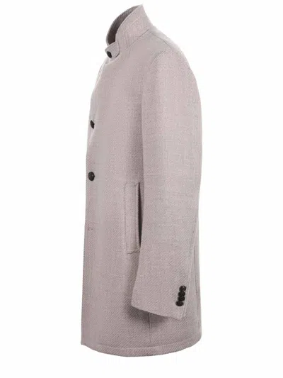 Tagliatore Stand Collar Coat In Neutral