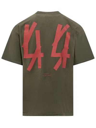 44 Label Group Green Crewneck T-shirt With Dropped Shoulders And Logo Print On Front And Rear In Cotton Man In Green