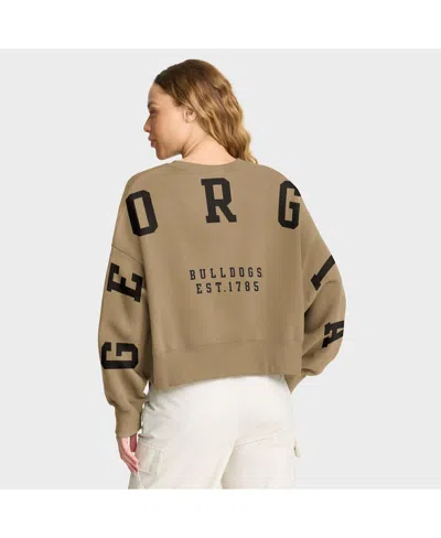 Nike Tan Georgia Bulldogs Oversized Phoenix 2-hit Pullover Sweatshirt In Brown